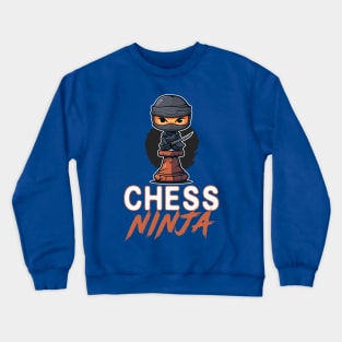Nerdy Chess Fan Chess Ninja For Chess Player Retro Ninja Art Crewneck Sweatshirt